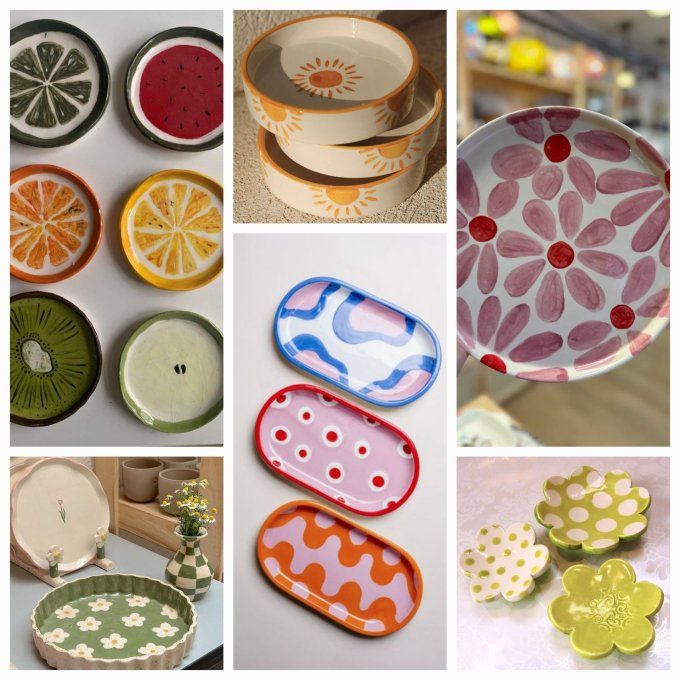 Week-end 9-10 aout STAGE POTERIE thème "vaisselles colorées" faïence blanche, oxydes et engobes colo