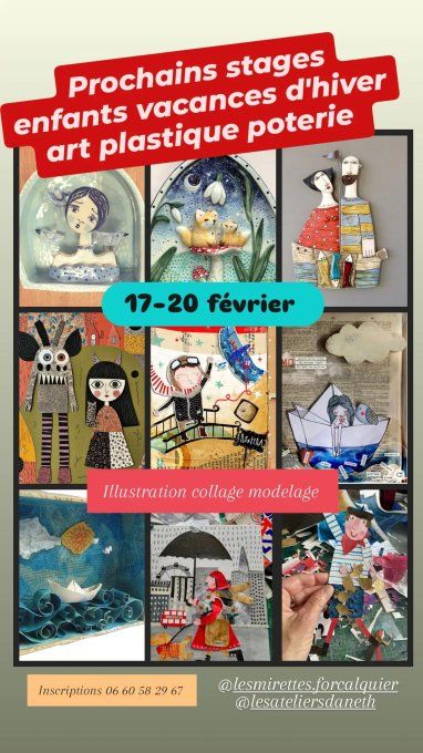 STAGES HIVER 2026 enfants art plastique poterie 