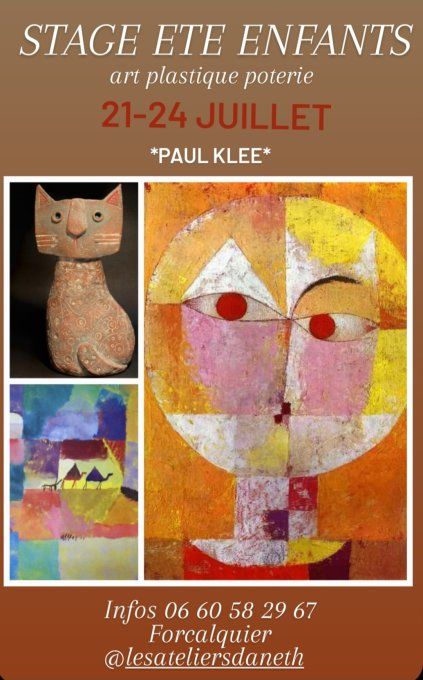 STAGES ETE 2025 enfants art plastique et poterie